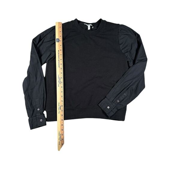 Derek Lam 10 Crosby Womens Size Small Black Puff Sleeve Sweater Cotton Pullover - Picture 5 of 7